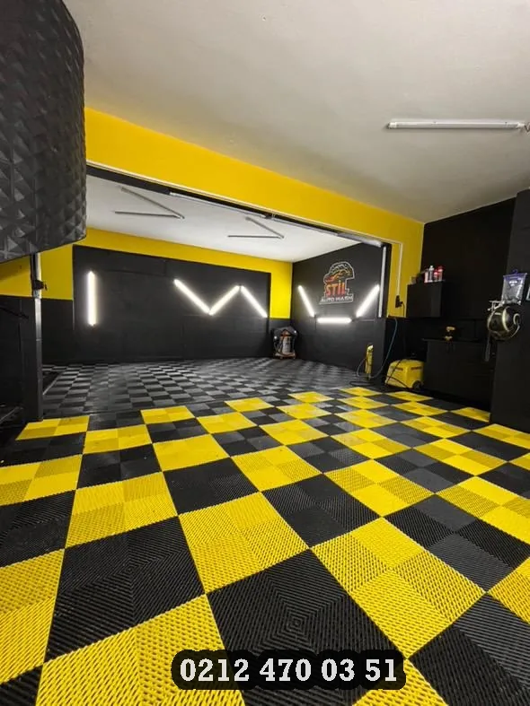 Oto yıkama detailing sarı siyah karo uygulaması